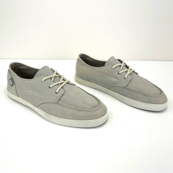 Reef Deckhand 2 TX Women Sneaker Sz 8 Gray/Ocean Canvas Comfort Lace-Tie Low Top - Picture 13 of 14